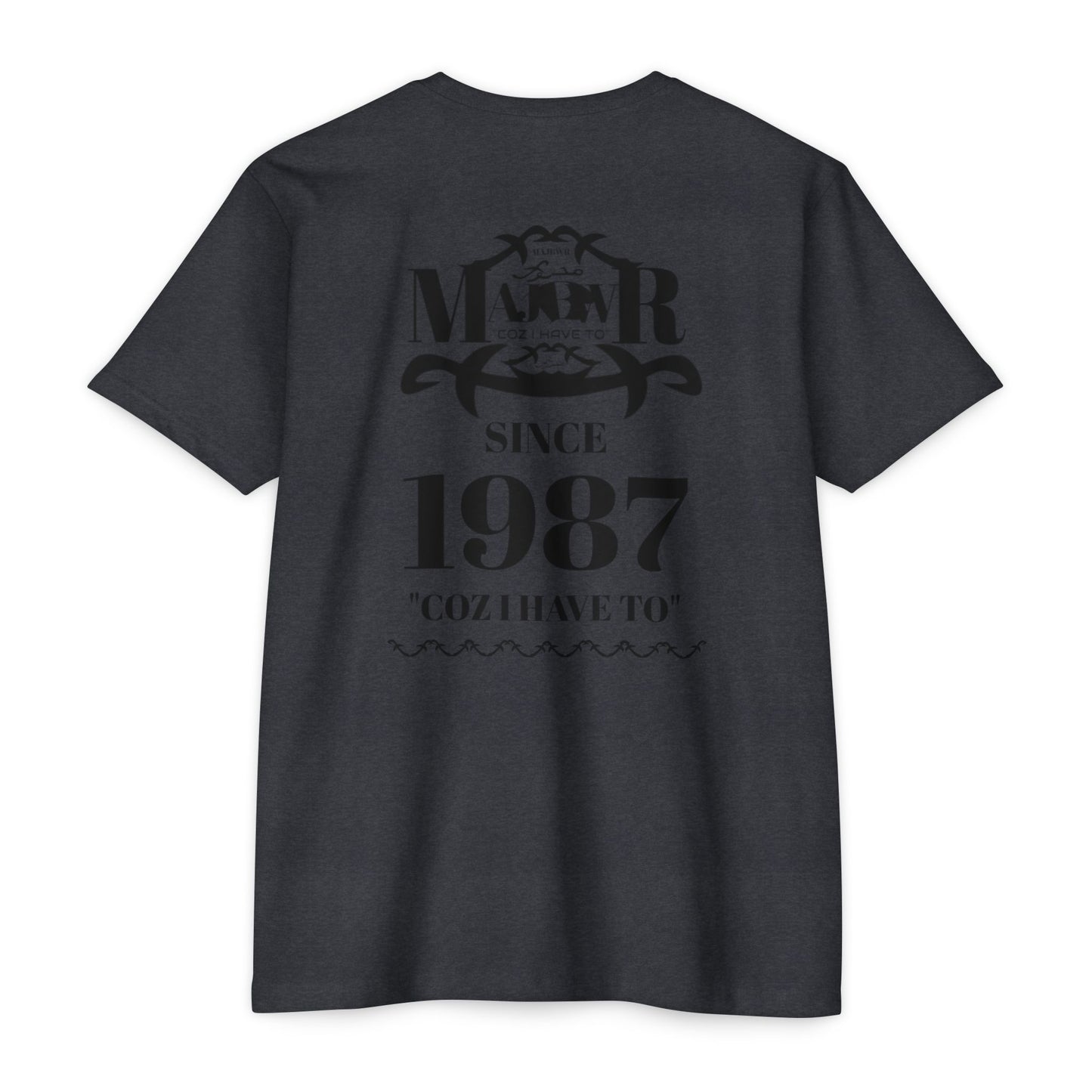 MAJBWR - Scripted Crest T‑Shirt — Minimalist Monogram Logo Tee