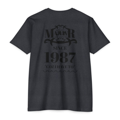 MAJBWR - Scripted Crest T‑Shirt — Minimalist Monogram Logo Tee
