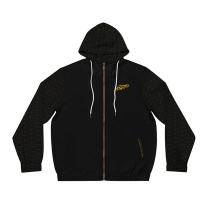 MAJBWR - Black Designer Gold Diamond Crown Full-Zip Hoodie