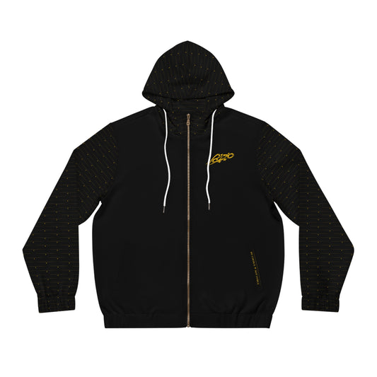 MAJBWR - Black Designer Gold Diamond Crown Full-Zip Hoodie