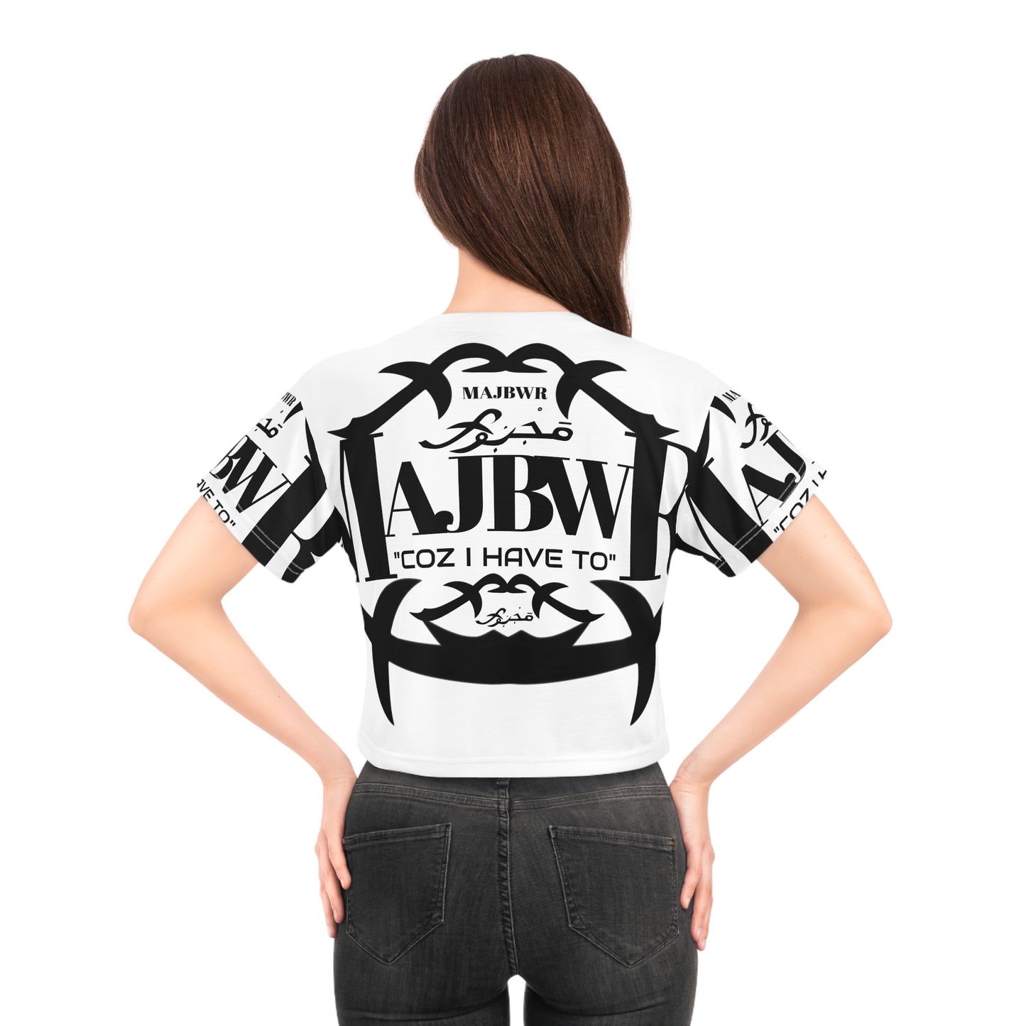 MAJBWR - Trendy Crop Tee - Majbwr Black and White Design