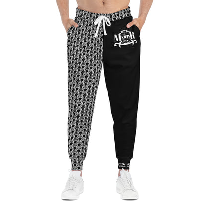 MAJBWR - Black & White Print Joggers Frontal - AOP 2 Face
