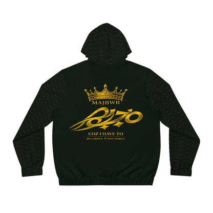 MAJBWR - Crown Diamond Zip-Up Hoodie — Deep Dark Green & Gold
