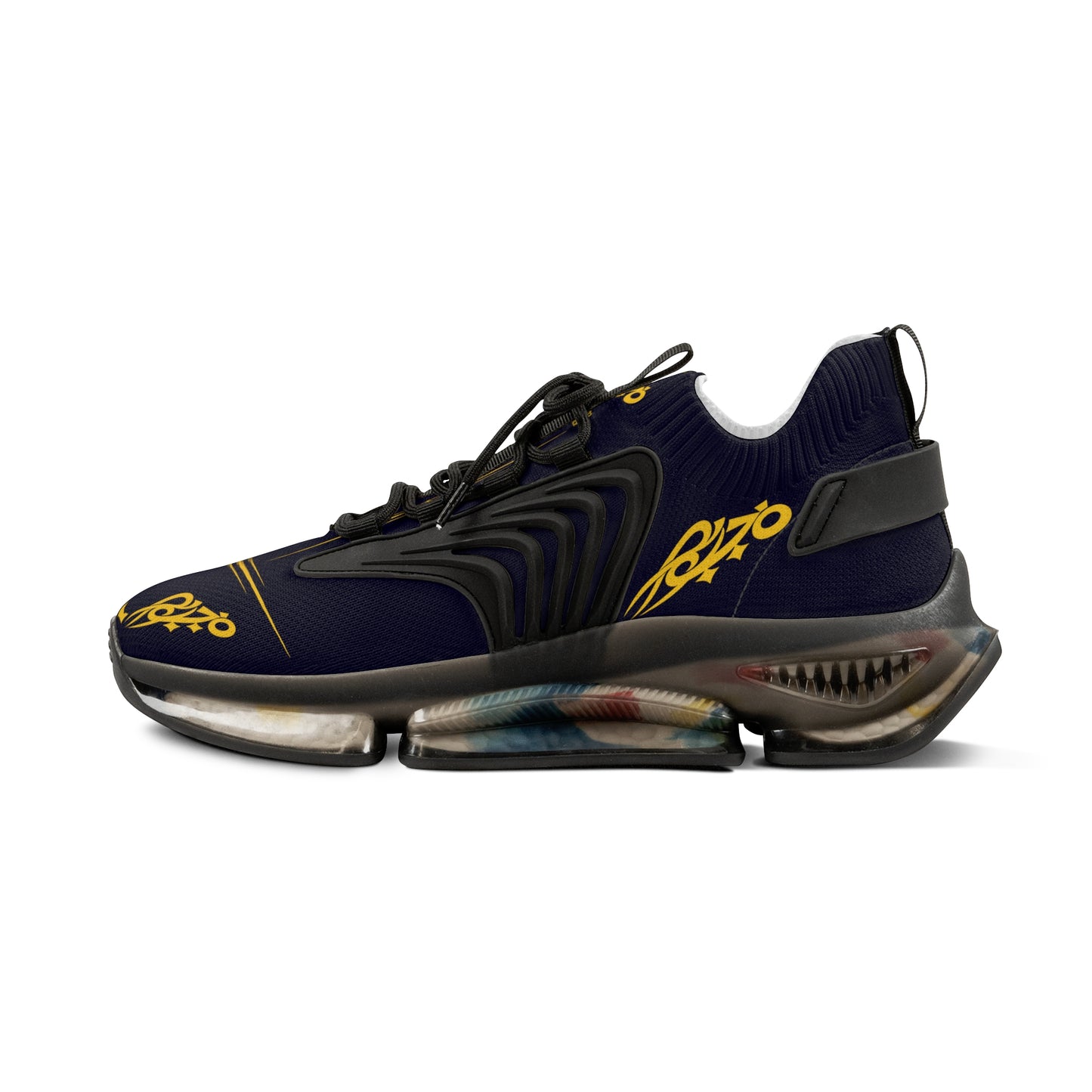 MAJBWR - Men's Mesh Sneakers — Deep Dark Blue & Gold Athletic