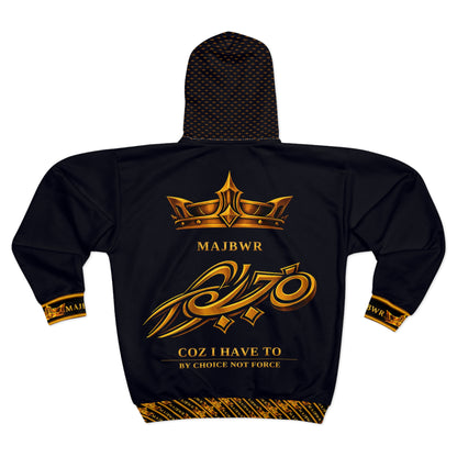 MAJBWR - Midnight Blue Gold Crown Full-Zip Hoodie — Night Sovereign Edition