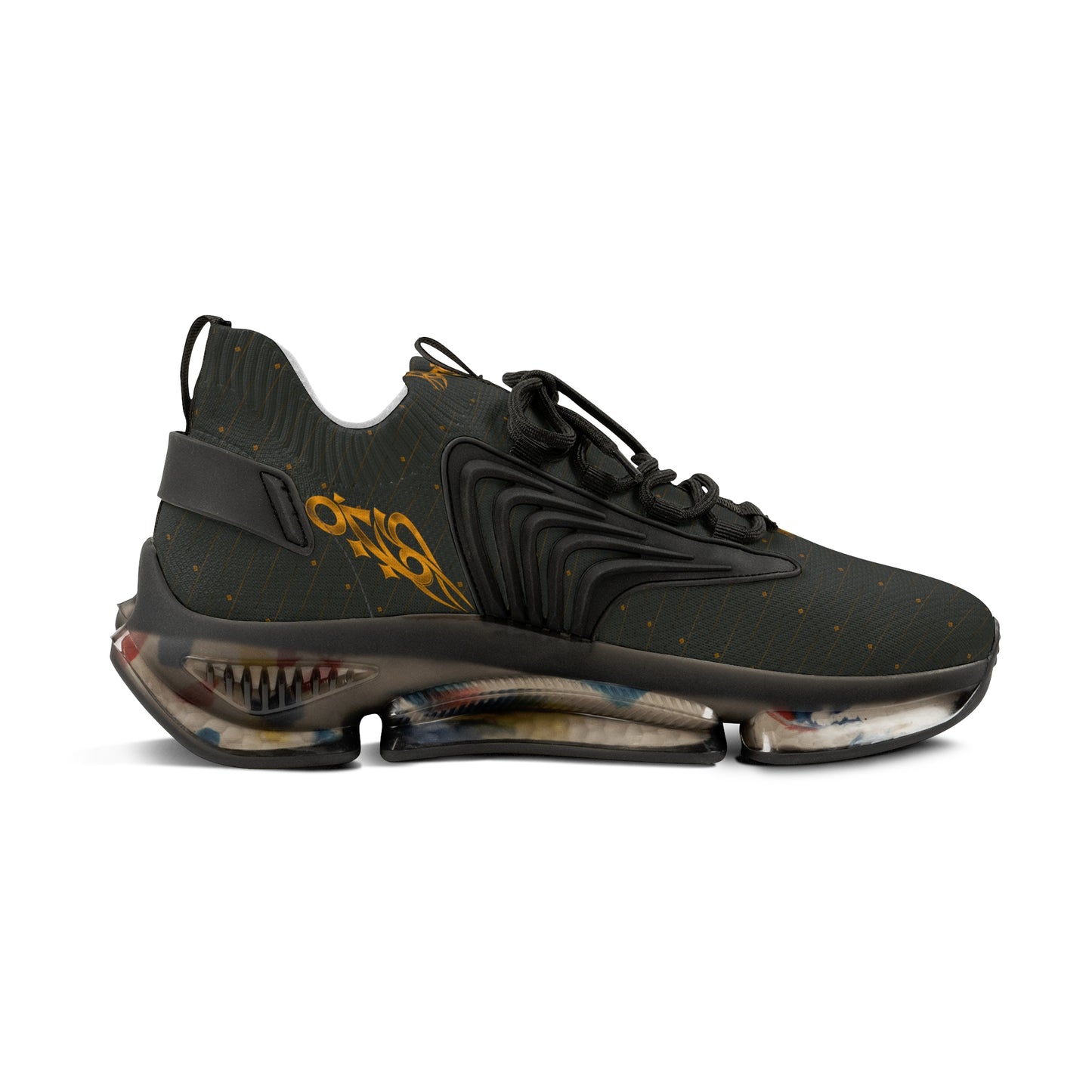 MAJBWR Men's Crown Olive & Gold Mesh Sneakers — Diamond Edition