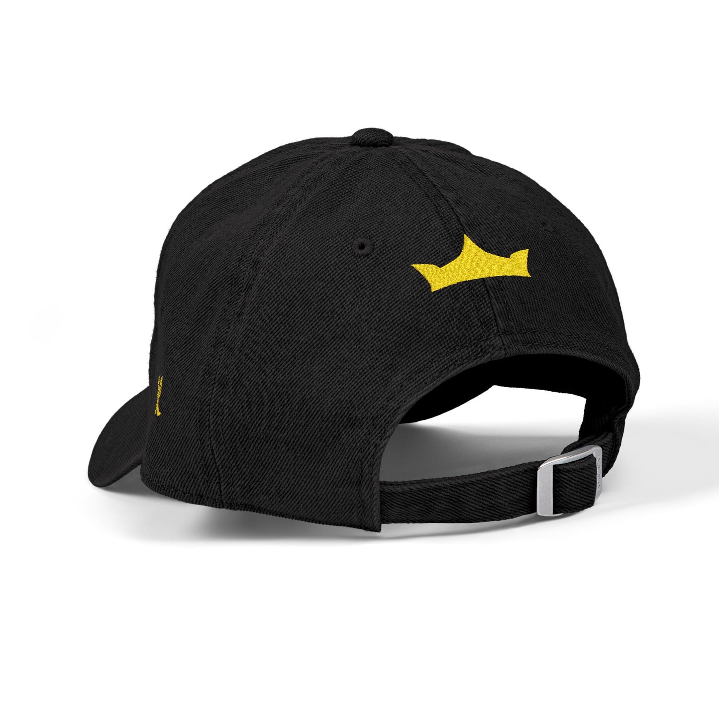 MAJBWR - Embroidered Crown & Sword Arabic Script Denim Hat — Gold Calligraphy Cap LTD