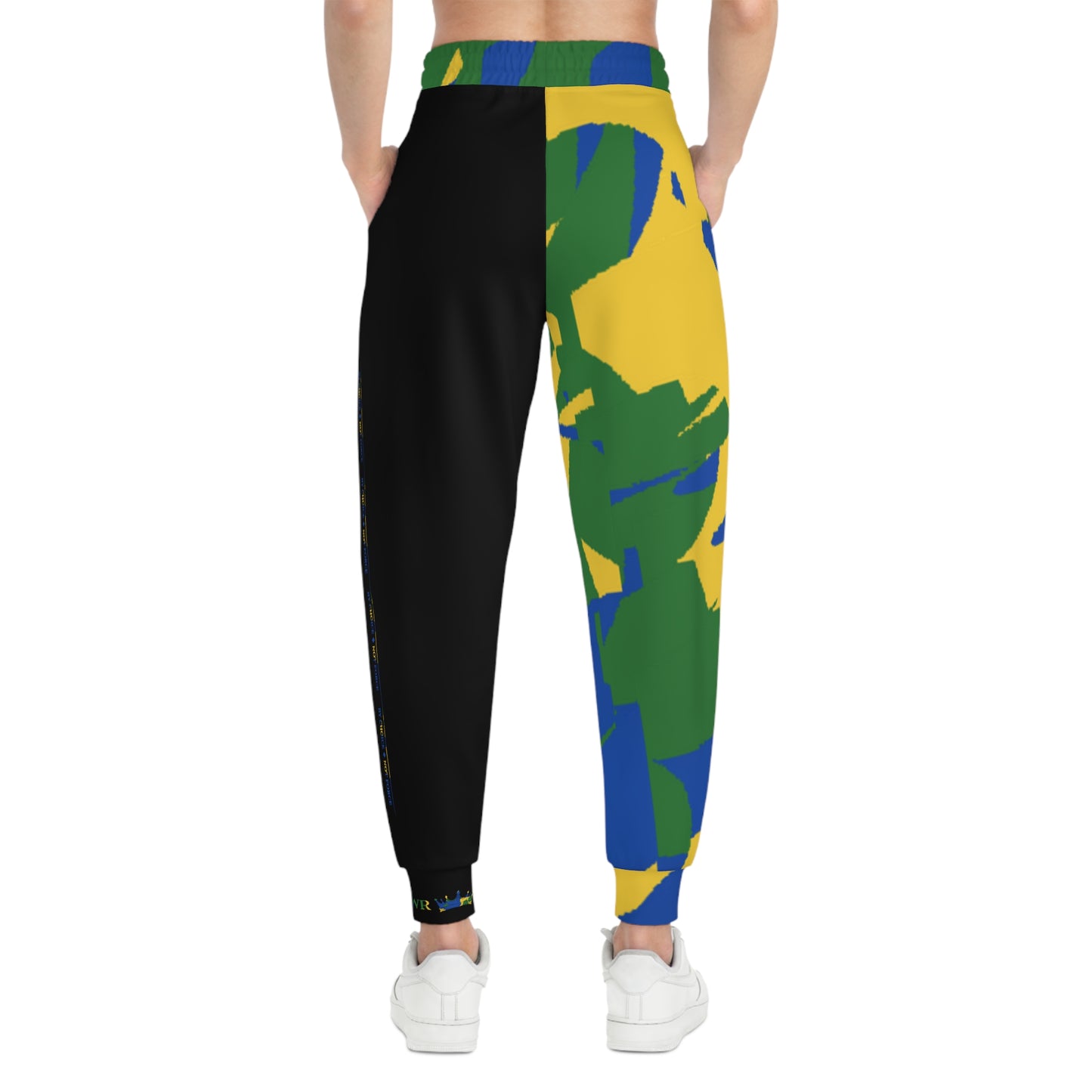 MAJBWR - Black Athletic Joggers Blue Yellow & Green  Camo Edition