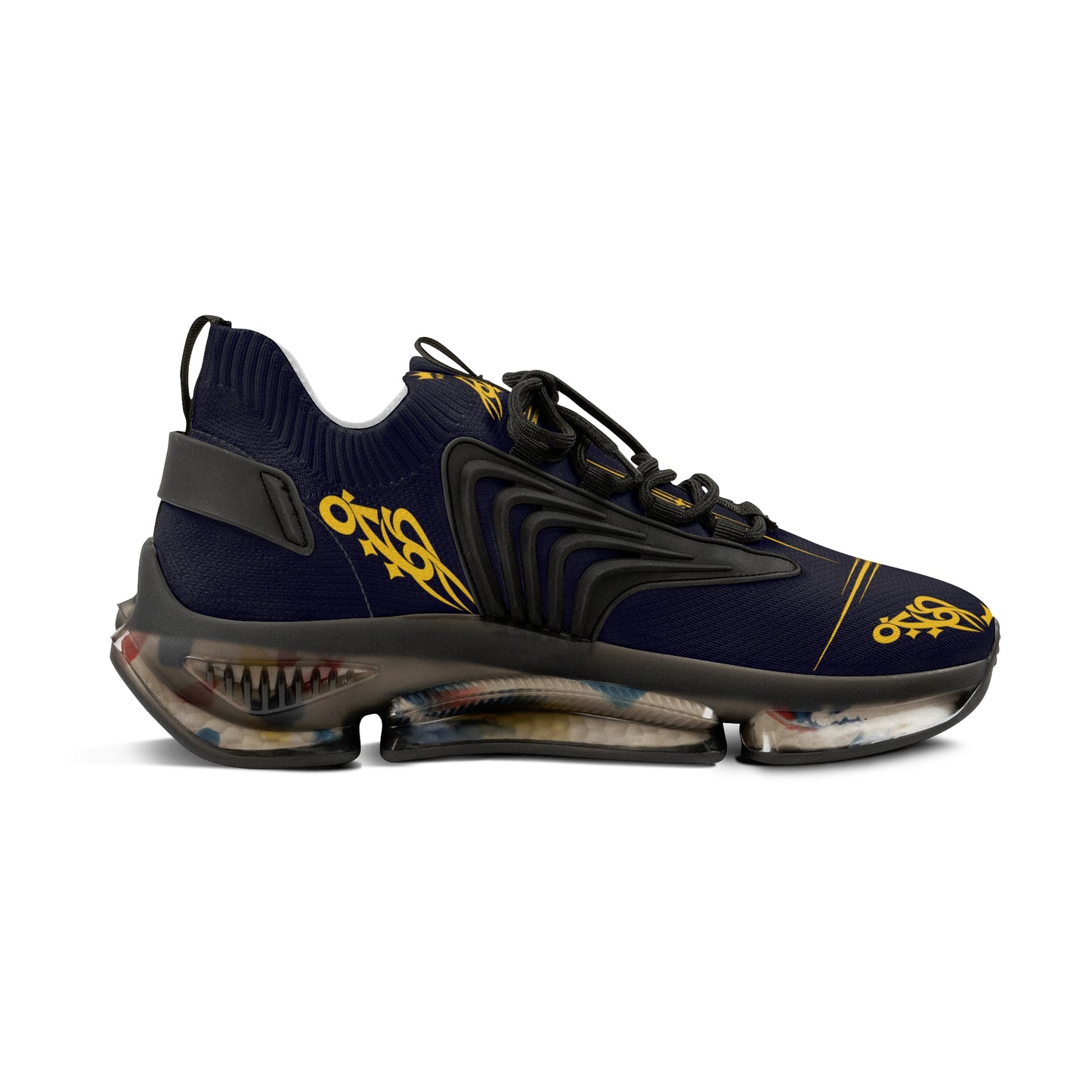 MAJBWR - Men's Mesh Sneakers — Deep Dark Blue & Gold Athletic