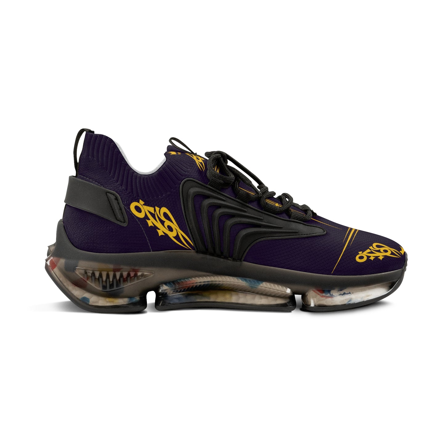 MAJBWR - Men's Mesh Sneakers — Deep Dark Purple & Gold Athletic
