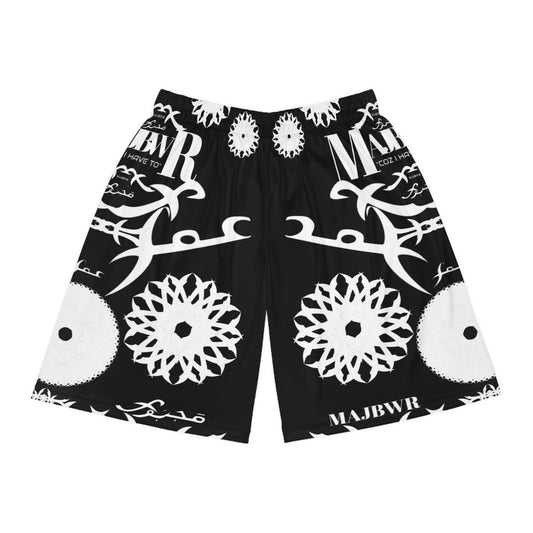 MAJBWR - Black AOP Turbine Omar Basketball Shorts