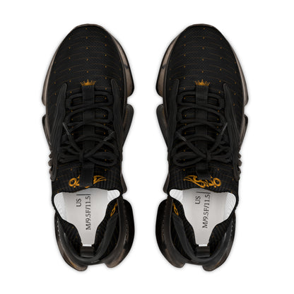 MAJBWR - Men's Crown Black & Gold Mesh Sneakers — Diamond Edition