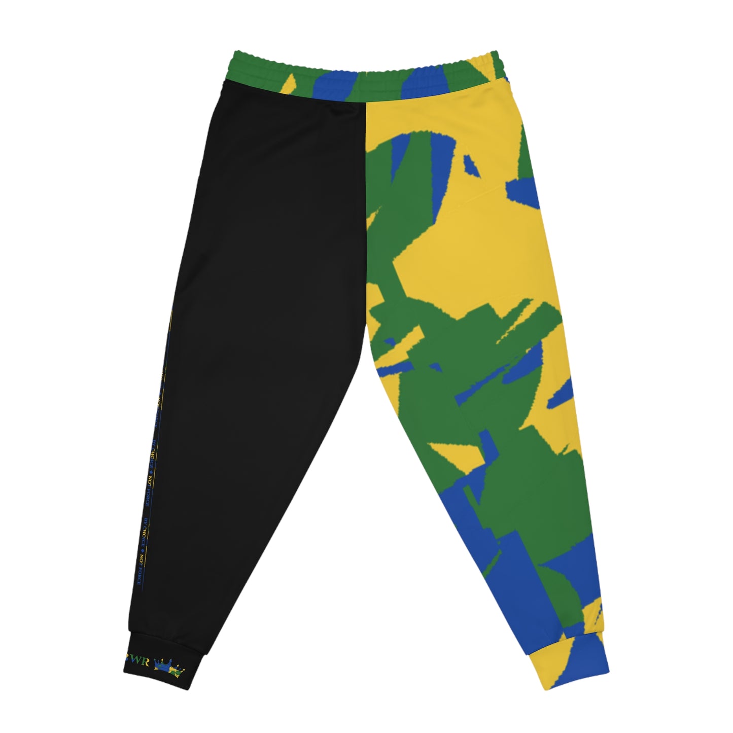 MAJBWR - Black Athletic Joggers Blue Yellow & Green  Camo Edition