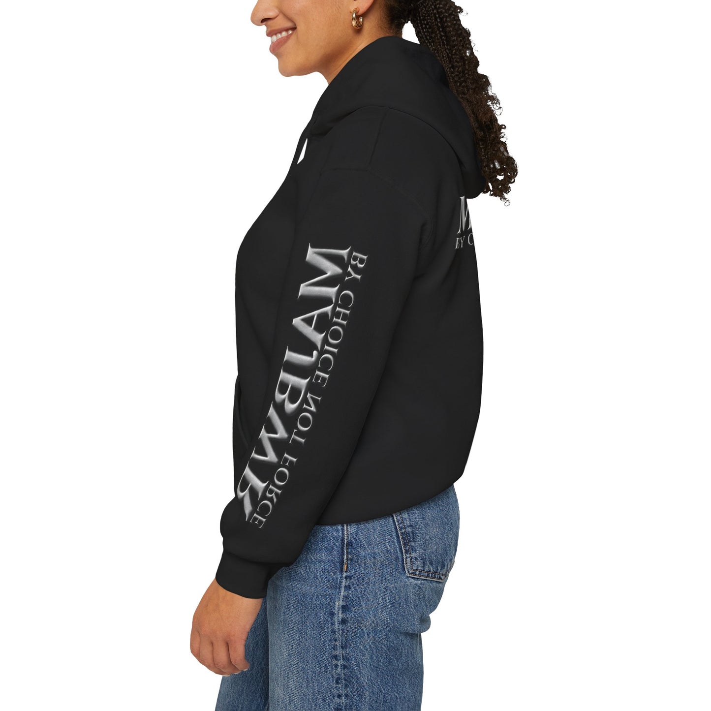 MAJBWR - Arabic Script Hoodie – 'By Choice Not Force' Black Pullover