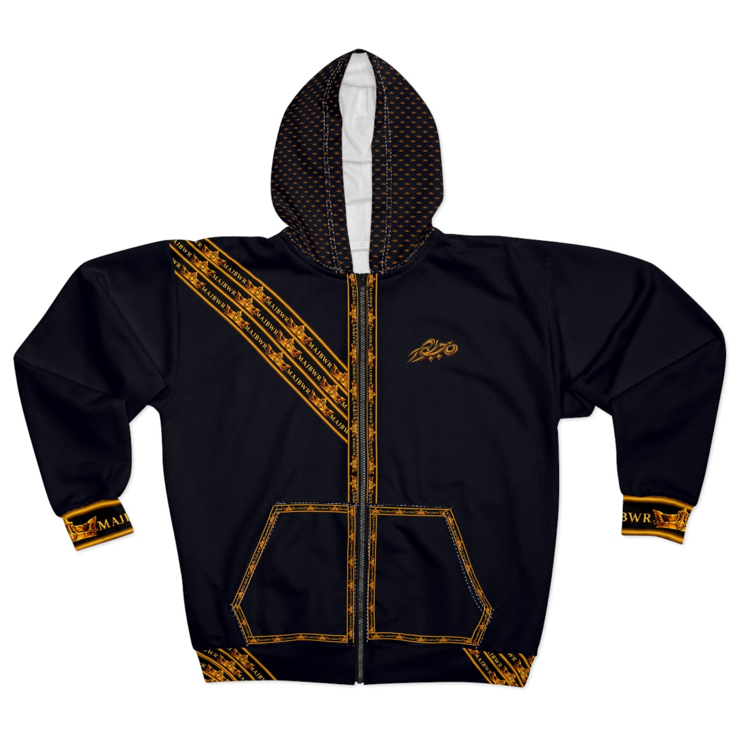 MAJBWR - Midnight Blue Gold Crown Full-Zip Hoodie — Night Sovereign Edition