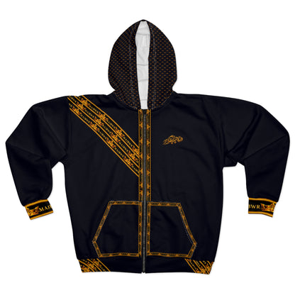 MAJBWR - Midnight Blue Gold Crown Full-Zip Hoodie — Night Sovereign Edition