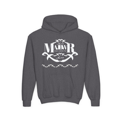 MAJBWR - Youth Hoodie — Monogram R Crest Design (Personalized Initial R, Decorative Scroll)
