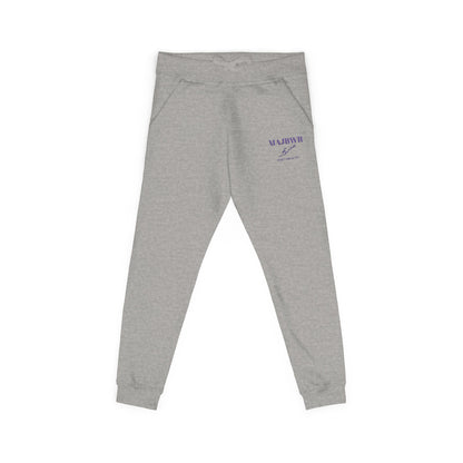 MAJBWR - Embroidered Coral Fleece Sweatpants — Relaxed Joggers with Small Script Accent