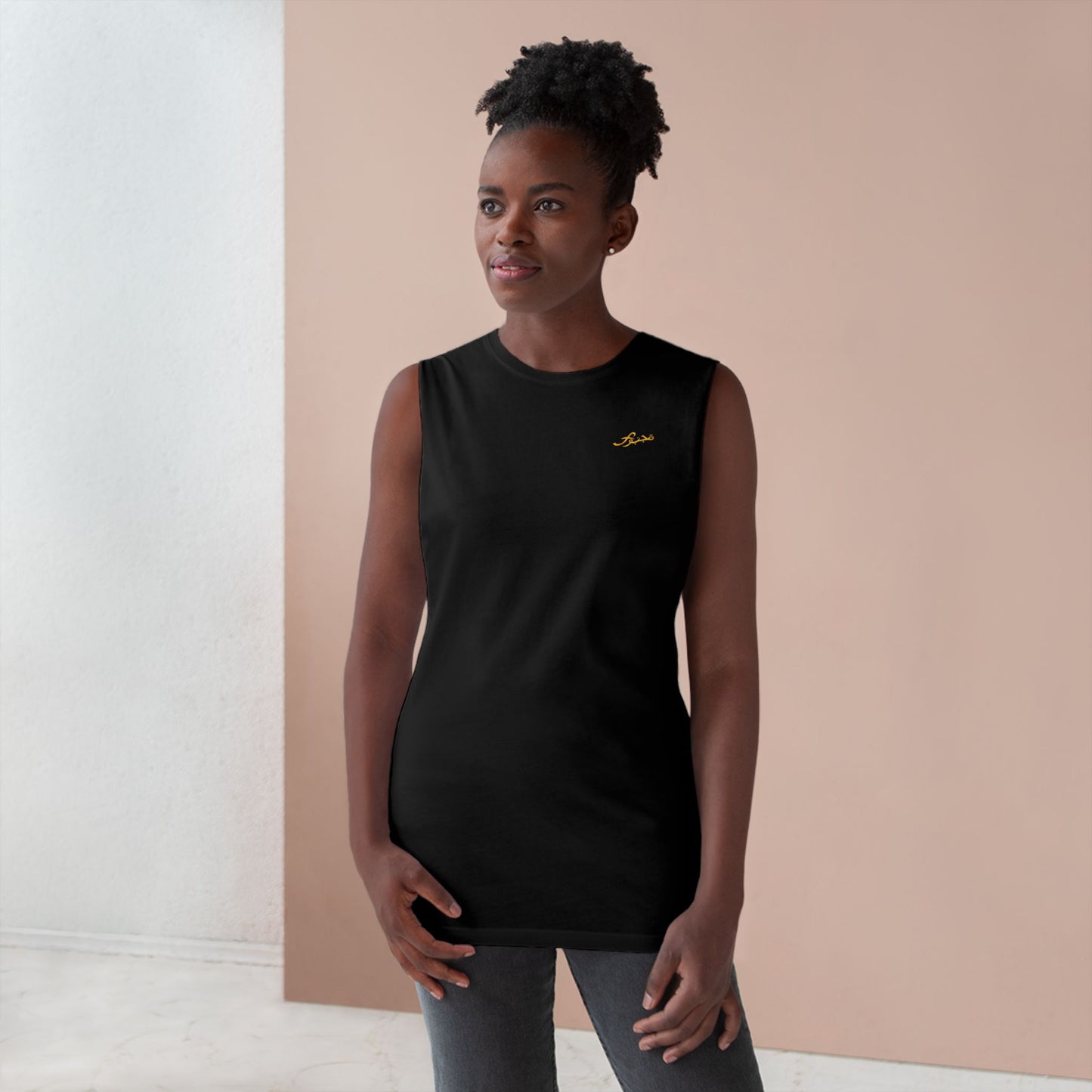 MAJBWR - Barnard Tank Top — Gold 'Majbwr' Crown Arabic Script (Coz I Have To)