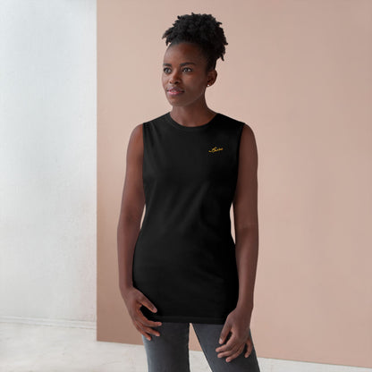 MAJBWR - Barnard Tank Top — Gold 'Majbwr' Crown Arabic Script (Coz I Have To)