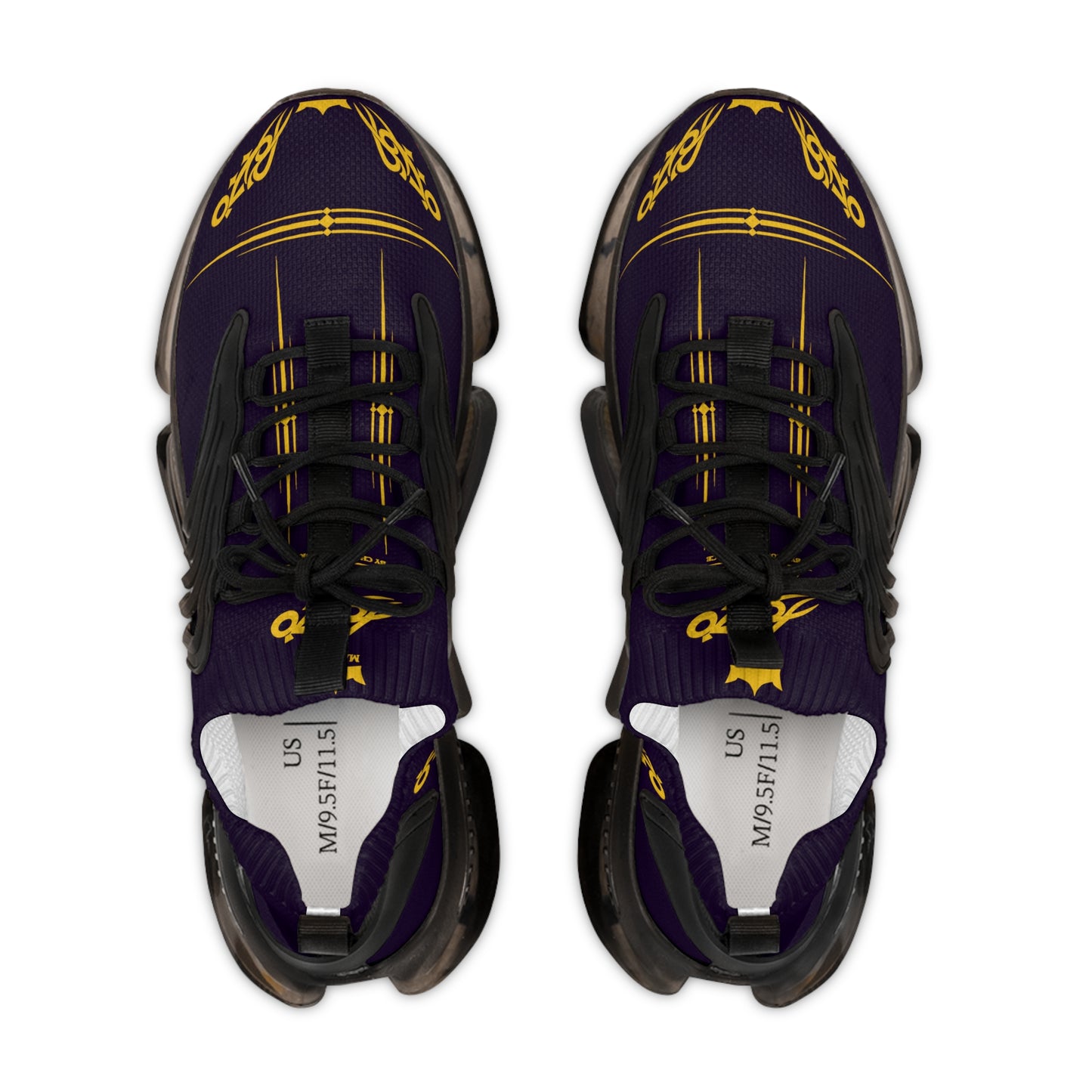 MAJBWR - Men's Mesh Sneakers — Deep Dark Purple & Gold Athletic