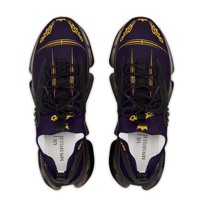 MAJBWR - Men's Mesh Sneakers — Deep Dark Purple & Gold Athletic