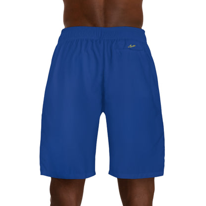 Men's Dark Blue & Gold Jogger Shorts — "Coz I Have To" Athletic Pattern