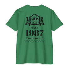MAJBWR - Scripted Crest T‑Shirt — Minimalist Monogram Logo Tee