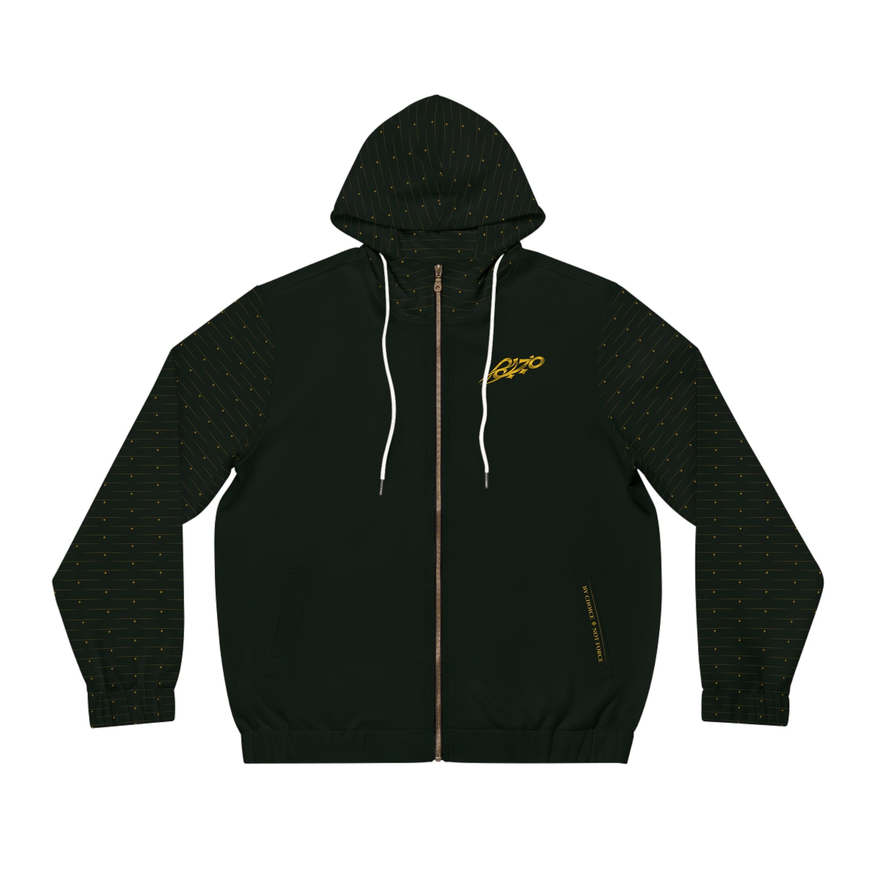 MAJBWR - Crown Diamond Zip-Up Hoodie — Deep Dark Green & Gold