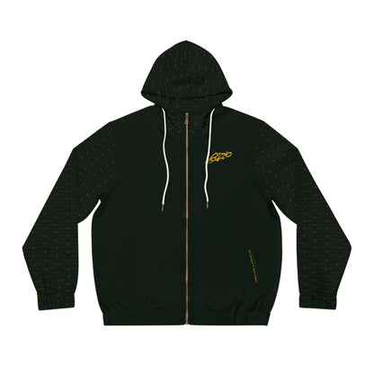 MAJBWR - Crown Diamond Zip-Up Hoodie — Deep Dark Green & Gold