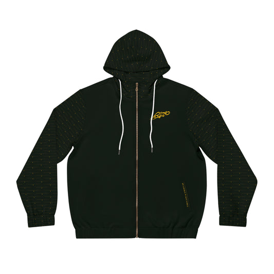 MAJBWR - Crown Diamond Zip-Up Hoodie — Deep Dark Green & Gold