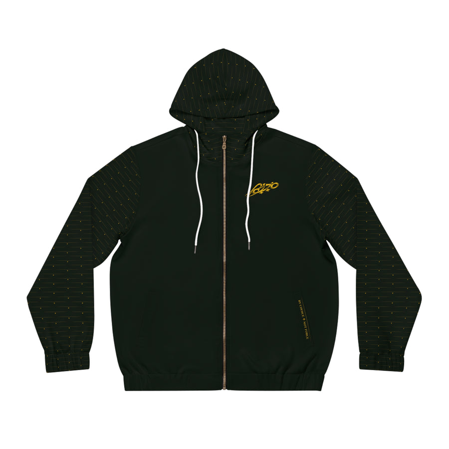 MAJBWR - Crown Diamond Zip-Up Hoodie — Deep Dark Green & Gold