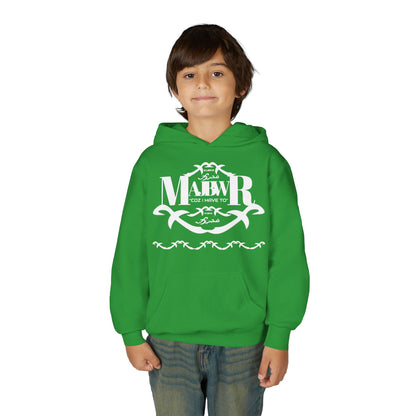 MAJBWR - Youth Hoodie — Monogram R Crest Design (Personalized Initial R, Decorative Scroll)