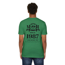 MAJBWR - Scripted Crest T‑Shirt — Minimalist Monogram Logo Tee