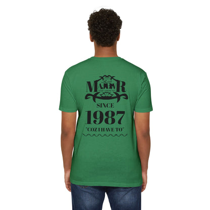 MAJBWR - Scripted Crest T‑Shirt — Minimalist Monogram Logo Tee