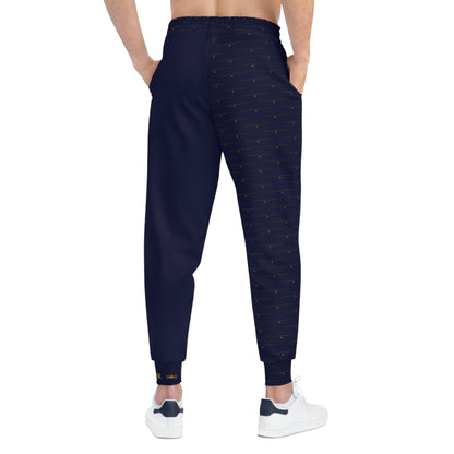 MAJBWR - Navy Athletic Joggers with Gold Crown Logo — Diamond Edition