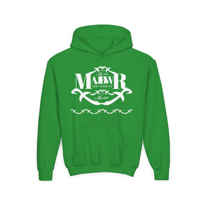 MAJBWR - Youth Hoodie — Monogram R Crest Design (Personalized Initial R, Decorative Scroll)