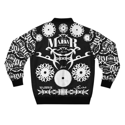 MAJBWR - Black Tribal Graphic Bomber Jacket — MAJBWR Logo All-Over Print