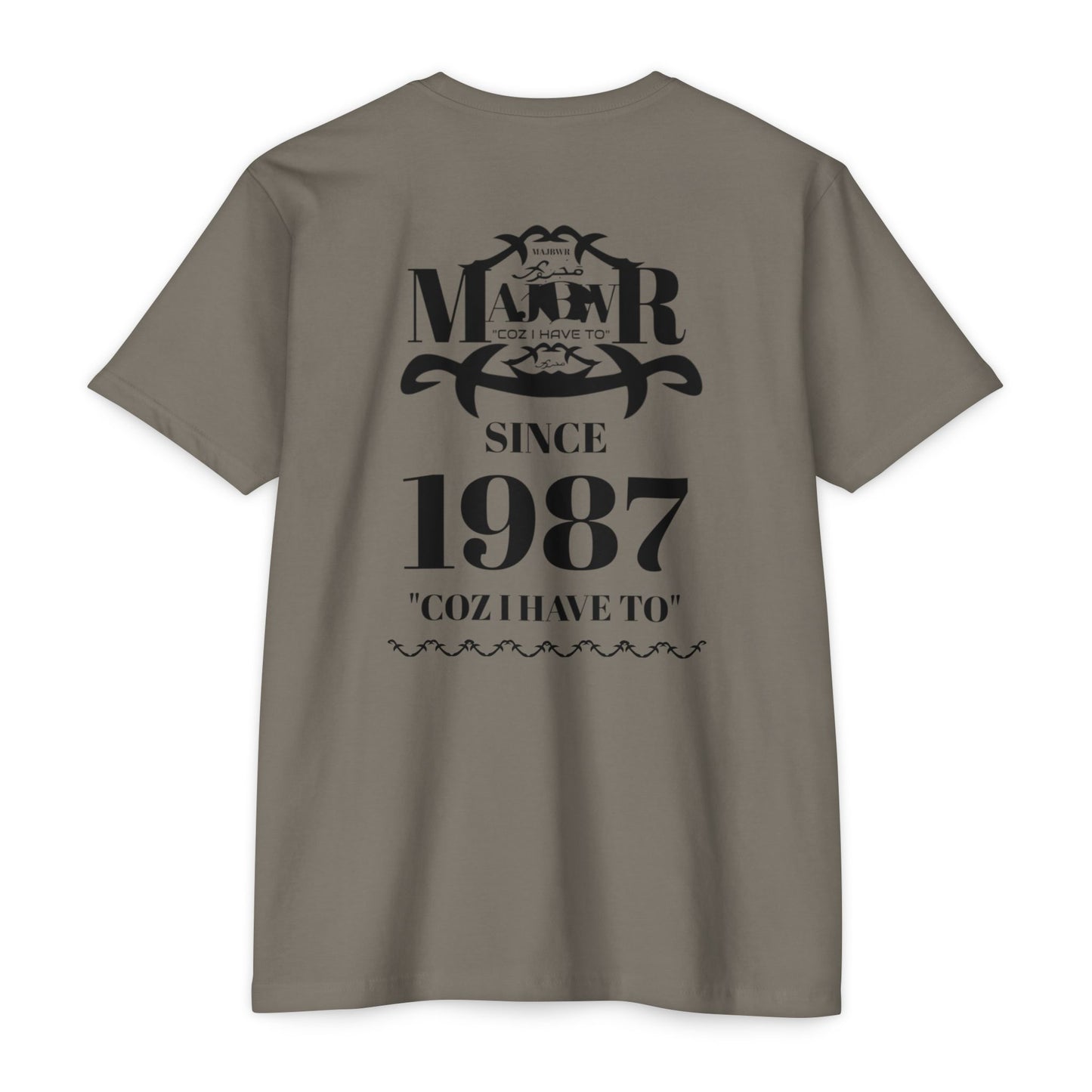 MAJBWR - Scripted Crest T‑Shirt — Minimalist Monogram Logo Tee