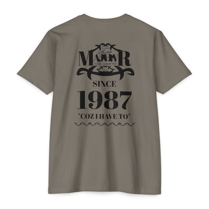 MAJBWR - Scripted Crest T‑Shirt — Minimalist Monogram Logo Tee