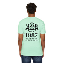 MAJBWR - Scripted Crest T‑Shirt — Minimalist Monogram Logo Tee
