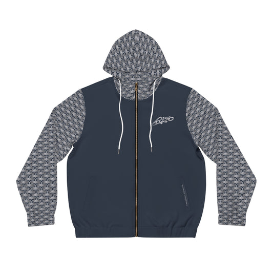 MAJBWR - Blue/Grey 'Ghost White Crown' Full-Zip Hoodie — Limited Edition