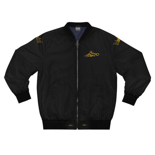 MAJBWR - King Crown Bomber Jacket – "Coz I Have To" Gold Script AOP