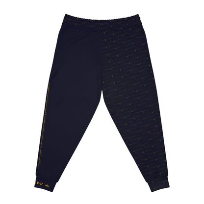 MAJBWR - Deep Dark Blue Athletic Joggers — Diamond Edition with Gold Crown Logo