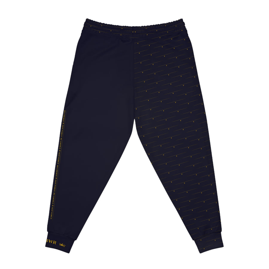 MAJBWR - Deep Dark Blue Athletic Joggers — Diamond Edition with Gold Crown Logo