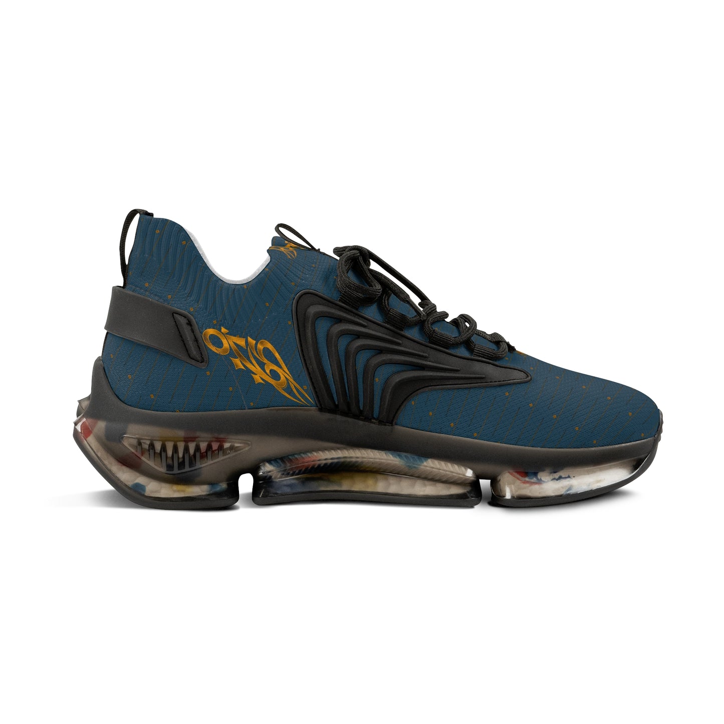 MAJBWR - Crown Deep Teal & Gold Mesh Sneakers — Diamond Edition