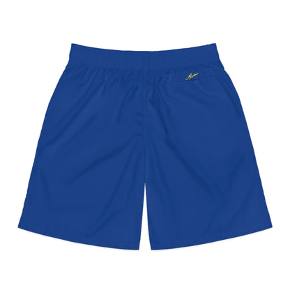 Men's Dark Blue & Gold Jogger Shorts — "Coz I Have To" Athletic Pattern