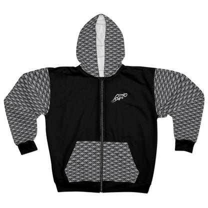 MAJBWR - Zip Hoodie —  Crown Logo Black & Grey Graphic Zip-Up