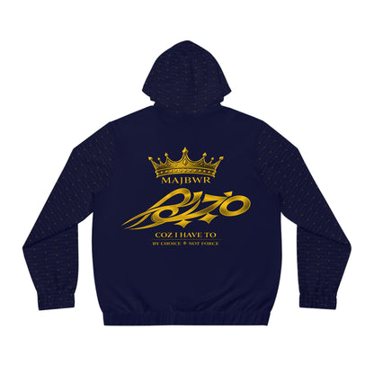 MAJBWR - Men's Full-Zip Hoodie — Navy Gold "MAJBWR " Crown Zip-Up Diamond Edition