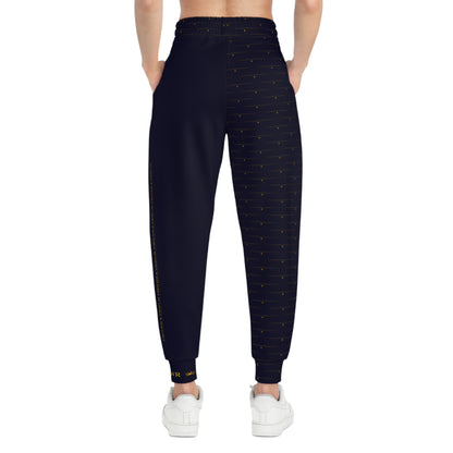MAJBWR - Deep Dark Blue Athletic Joggers — Diamond Edition with Gold Crown Logo